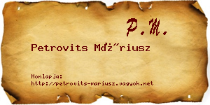 Petrovits Máriusz névjegykártya